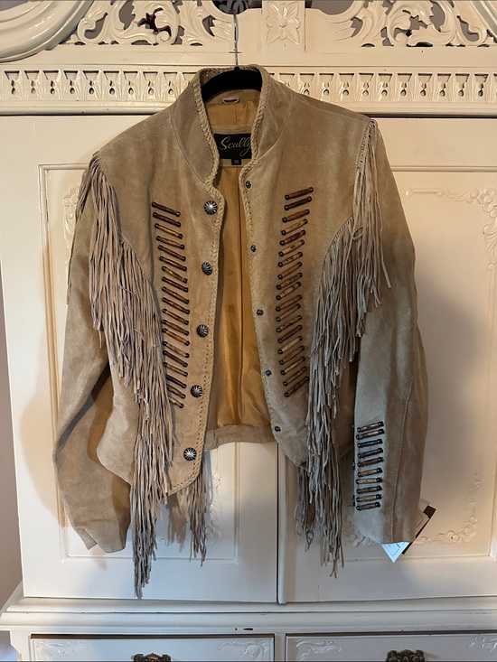 Scully Jackets & Blazers - Scully Tan Suede Fringe Western Jacket with Concho Buttons
